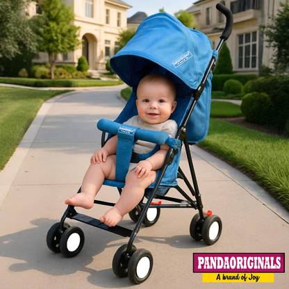 Pandaoriginals Jumbo Travel Buggy Stroller Pram for 0-3 Years,Safety Harness ,360° Swivel Wheel Stroller