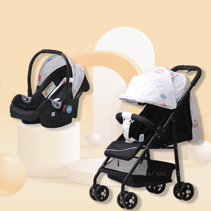 POLKA TOTS Elephant Printed Stroller and Car Seat Combo for Unisex Kids Travel system