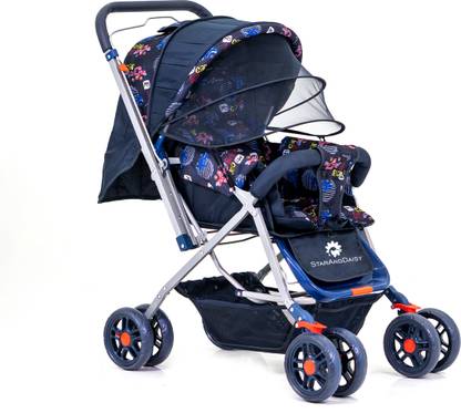 StarAndDaisy Reversible Baby Stroller and Pram with Mosquito Net and Wheel Breaks(Beta Print) Stroller