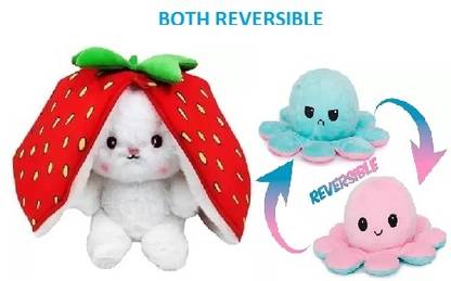 MAURYA Reversible Octopus And Strawberry Bunny combo Soft Toy for valentine Gift  - 30 cm