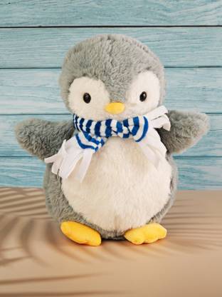 Dukiekooky Cute & Adorable Penguin with Scarf Soft / Plush Toy For Kids, Height 25 Cm - 25 cm
