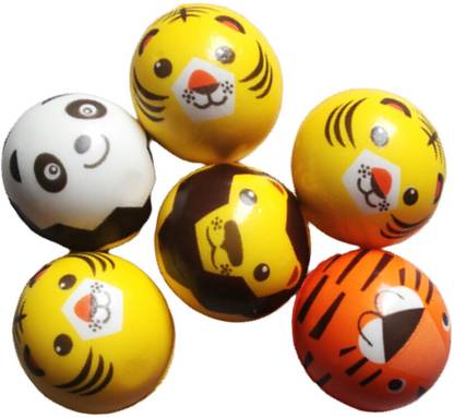 Jiyansh Traders 06 PCS Cartoon Smiley Ball OR Soft Stress Relief Ball OR Smiley Squeeze Ball  - 7 cm