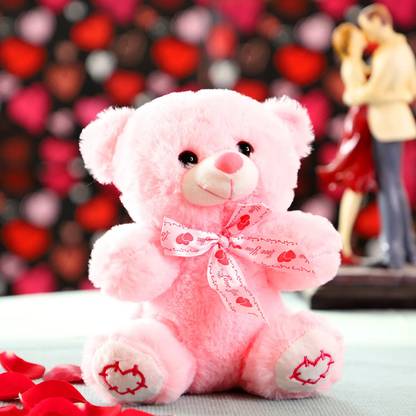 Toyingly Pink Fur Teddy Bear Super Soft Plush/Soft Toy for Kids  - 21 cm