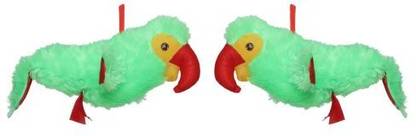 LoFtY Combo of Green Parrot/Tota Soft Toy for Kids Stuffed Plush Fur hanging for Decor  - 32 cm