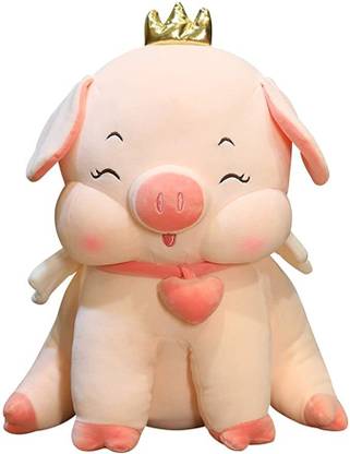 Sublikraft Crown Pig Soft Toy Plushie Pig with Crown Stuffed Animal (Size-50 Cm)  - 50 cm