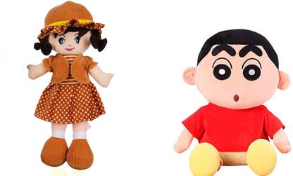 happykiddy Soft stuff Toys Combo Pack of 2 Winky Doll & Shan Chan  - 35 cm