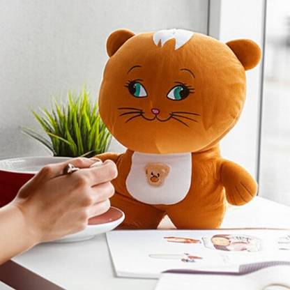 Fusked Lovely Teddy Bear to Play in cat face - Stuffed Animal Toy | Show Your Mood Without Saying a Word (Teddy_Catface)  - 6 cm