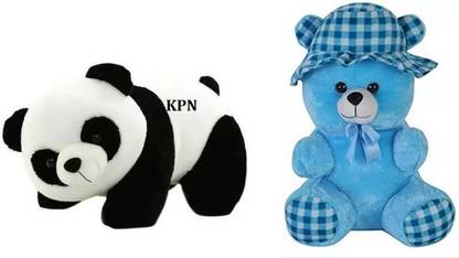 Nihan Enterprises panda and blue cap teddy  - 30 cm