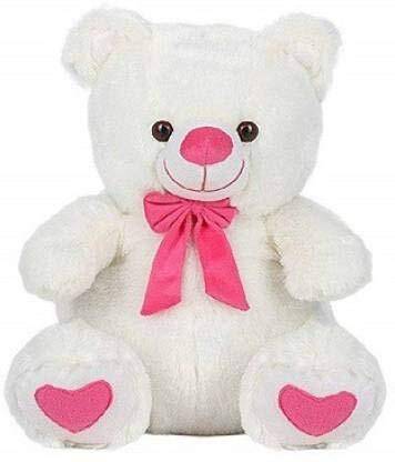 sai ji White & Pink Ribbon Soft Teddy Bear for Valentine Day Gift Your GF  - 40 cm