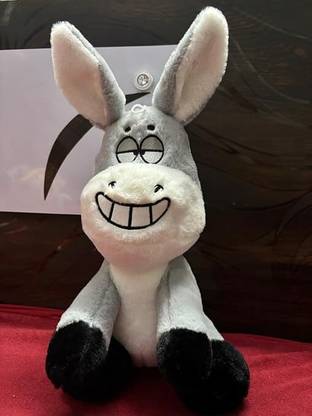 Tara Plush Donkey Stuffed Animal, Grey and White, Smiling Face Design  - 35 cm