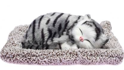 ViaZAID Sleeping Cat over Mat Toy Mini Kitten Doll in Woven Mat with Meows Sound  - 7 cm