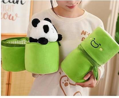ASJS Bamboo Panda Stuffed Panda Toys, Soft Panda in Bamboo, Plushies Doll Toy Gifts  - 10 cm