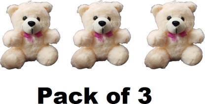 kiratraders Cute Mini Soft Fur Teddy Bear|Mini White Teddy Set of 3|Stuffed Cute Soft Teddy  - 5 cm