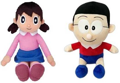 Vaishno Nobita and Shizuka Playing Toy Birthday gift riendly Lovable hugable - 45 cm  - 45 cm
