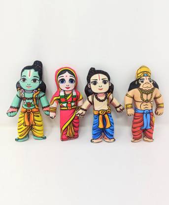 Vrindavanstore.in Ram Parivaar Soft Toy Ram Family Soft Toy Ram Darbar Soft Toy Set : 8 inch  - 7.8 inch