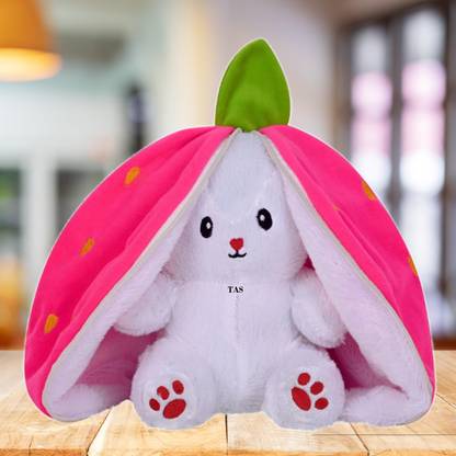 tas Adorable Cute Strawberry Plushie Rabbit , Cute Bunny Soft Toy  - 11.8 inch