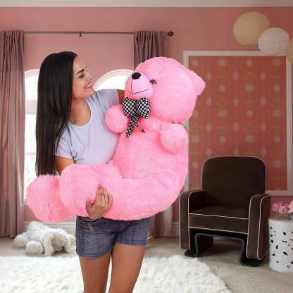 MAHADEV 3 feet pink teddy bear most beautiful teddy and cute and soft love teddy - 91 cm (Pink)  - 91 cm