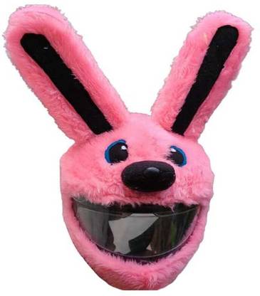 Gking Trendy Rabbit Soft Bunny Face Bike Helmet Cover With Keychain For Bike Rider Helmet Buckle Clip