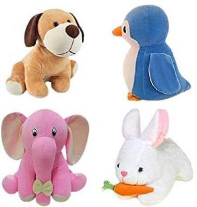 Little Toy Maker Soft Toy Combo of Dog, Penguin, Elephant, Rabbit  - 25 cm