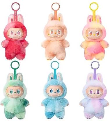 PIXNA Laabubu Plush Keychain Doll by Pop Mart Cute Bunny Suit Soft Furry Toy  - 17 cm