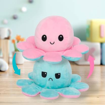 AUDBOT Reversible Octopus Mood Changing Plushie Soft Toy for Babies Kids Girls & Boys  - 12 cm
