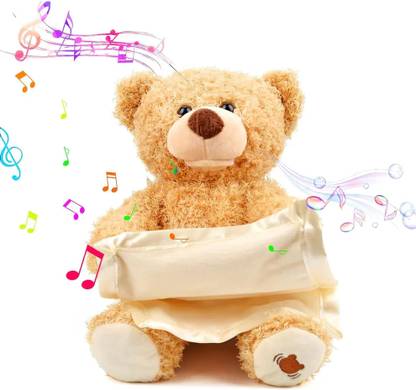 kiddoland Playtime Bear (Rechargeable) Peek A Boo Bear with Security Blanket Interactive  - 11 cm