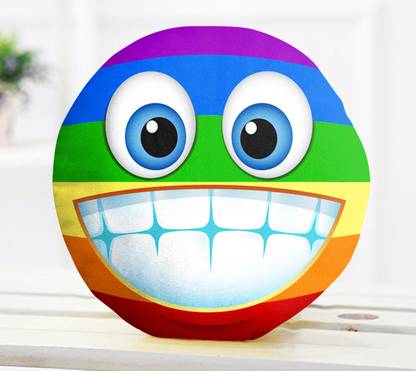 cuddly Print Emoticon Emoji Smiley Cushion Pillow Polyester Fibre Smiley, Toons & Characters Cushion Pack of 1