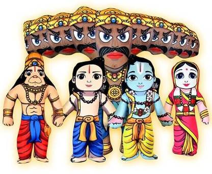 Vrindavanstore.in Ram Darbar With Ravan Soft Toy for Kids Plush Washable  - 19.1 cm