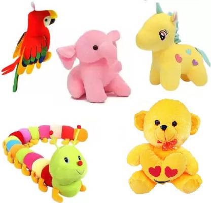 HOUSE OF COMMON High Quality Combo of 5 item Soft Plush Colorful Stuffed Toy  - 28 cm