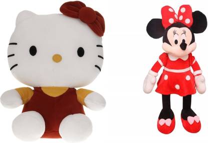 Crispy toys Super Soft Plush Pink Minnie Mouse & Red Hello Kitty Soft Toys Combo For kids  - 30 cm