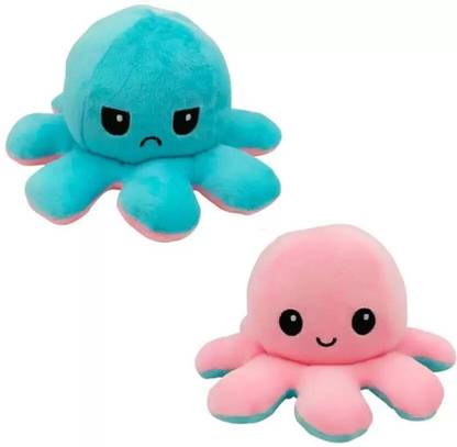 MINDKING Reversible Octopus Mini Plush - Stuffed Animal Toy | Show your mood  - 18 cm