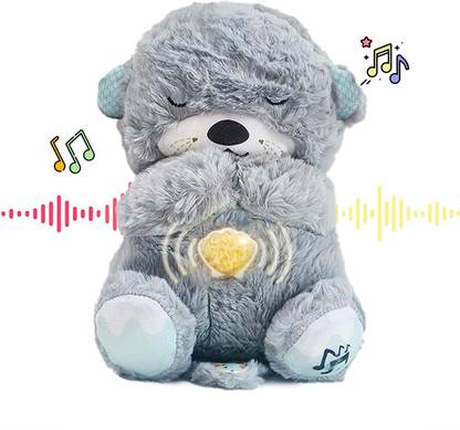 KIDOLOGY Baby Plush Toy with Music, Light & Breathing Motion, Soft Interactive Teddy Bear  - 18 cm