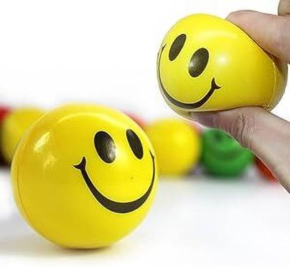 TURTLEINDIA Stress Reliever Smile Ball/Cute Face Soft Squeeze Sponge Ball for Hand Exercise  - 10 cm