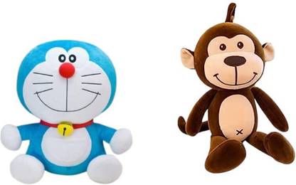 AVS Doraemon and Hanging Monkey Choco Plush Toy Safe Toy for Kids  - 10 cm