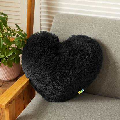 Wondershala heart pillow soft toy Black heart shape cushion  - 32 cm