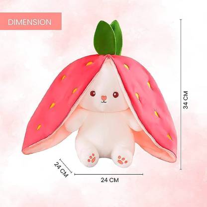 HELLOBEAR Reversible Bunny Soft Toy For Kids, Girls (Strawberry) Rabbit Soft Toy  - 28 cm