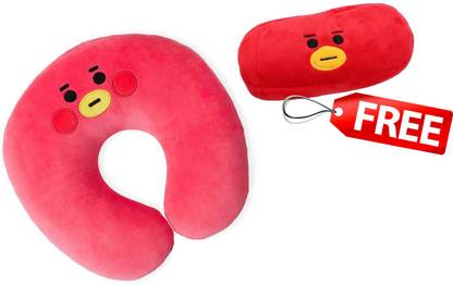 GIFTER'S ATTRACTIVE BTS21 Character Plush Neck Pillow Soft (Tata)- WASHABLE (FREE POUCH) Neck Pillow