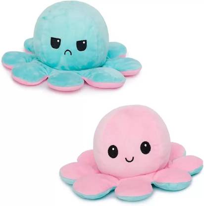 Toyingly Reversible Green Pink Octopus Soft Toy for, Girls and Boys, Birthday present  - 20 mm