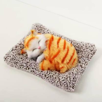 Super Toy Cute Sleeping Cat Plush Toy with Meow Sound, Kids Gift & Car Dashboard Accessory  - 5.7 cm
