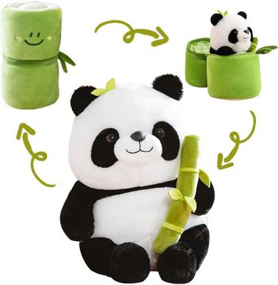 Storescent Cute Panda Plush with Bamboo, Kawaii Soft Panda in Bamboo Stuffed Animals Toy  - 12 inch