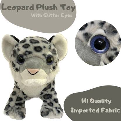 TOYFOREST SNOW LEOPARD PLUSH TOY WITH GLITTER EYES  - 30 cm
