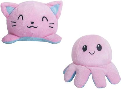 stuff tree Combo Pack of Reversible Octopus and Cat 20 cm super soft  - 20 cm