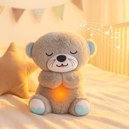 THE. CuddleCubs Breathing Otter Plush Toy with Lights & Music  - 15 cm