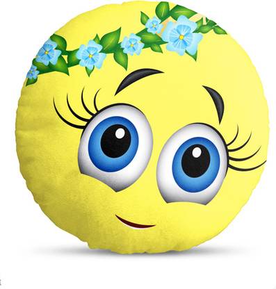 Sleep Nature's Polyester Fibre Cushion Pack of 1 Smiley, Toons & Characters Emoticon Emoji Smiley Cushion Pillow