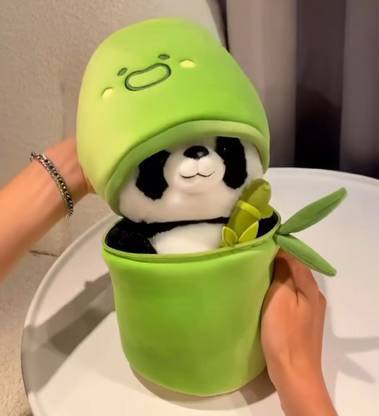 R C TRADERS Soft Stuffed Bamboo Panda Toy, Reversible Panda Toy  - 28 cm