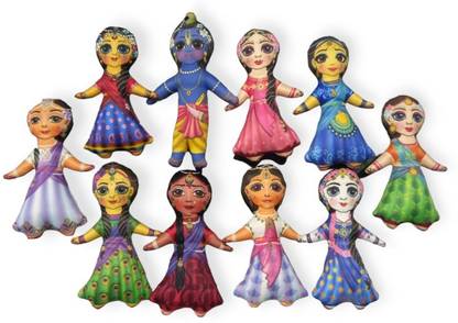 Vrindavanstore.in Astha Sakhi Radha Krishna Stuffed and Safe Soft Toy for Kids  - 7.5 mm
