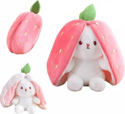 JP GLOBAL Plush Toy Pillow Reversible Bunny Soft Toy For Kids  - 25 cm