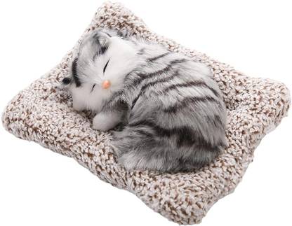 Littlin Real Looking Sleeping Cat Soft Toy with Sound  - 10 cm