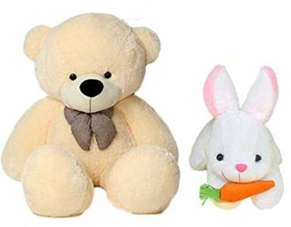 MOLAP COMBO OF 5 FEET CREAM WITH WHITE RABBIT SOFT TOY FOR KIDS  - 152 cm