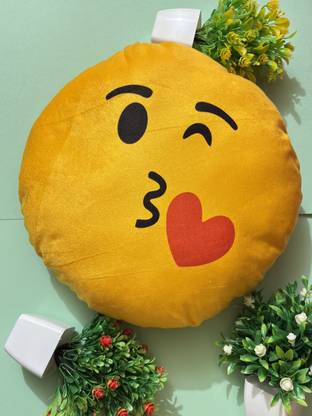 ADQK Emoji Round Yellow Soft Pillow  - 12 inch